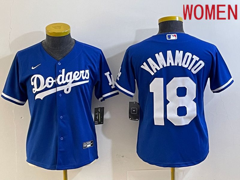 Women Los Angeles Dodgers #18 Yamamoto Blue Nike Game MLB Jersey style 1->women mlb jersey->Women Jersey